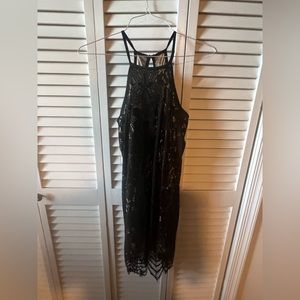 Francesca’s black/beige sleeveless fringe dress, size M